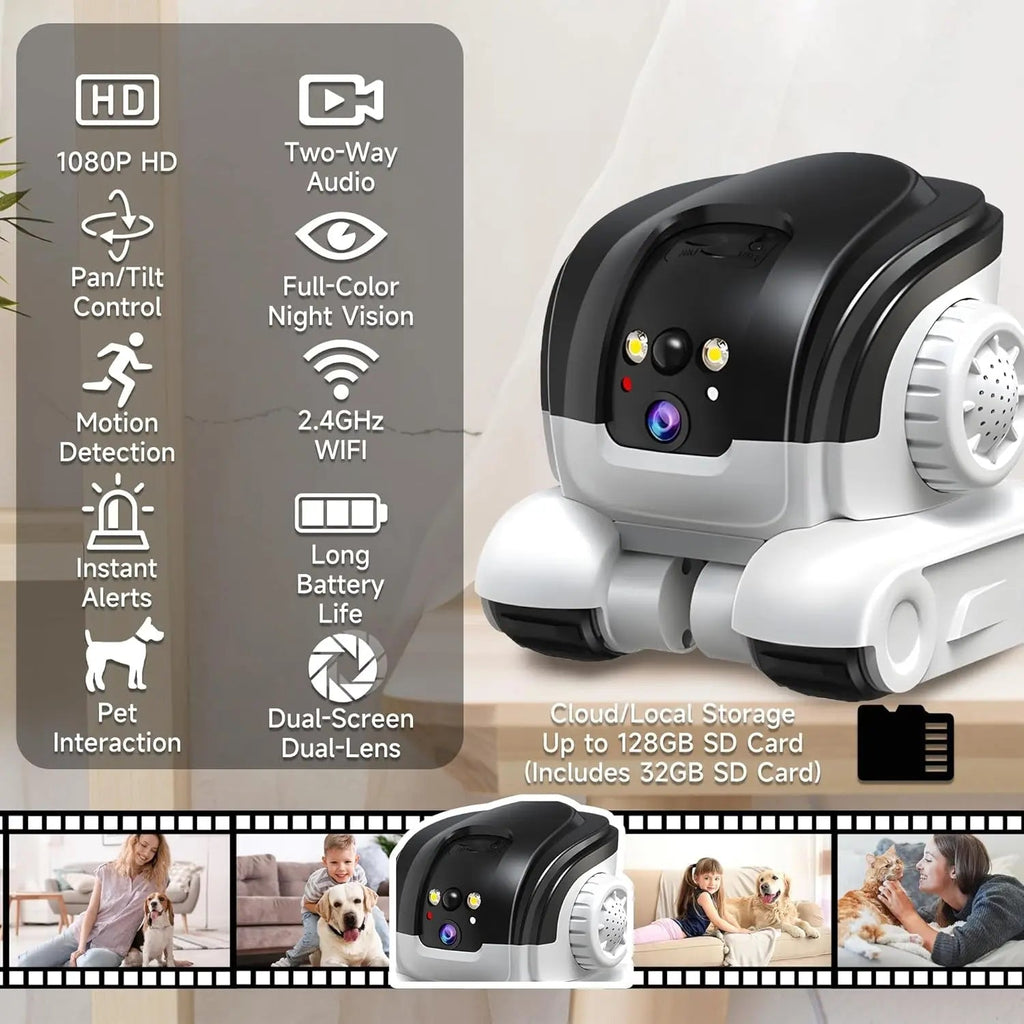 1080P Smart Pet Camera WiFi Robot 2-Way Audio Night Vision Motion Tracking(2026)