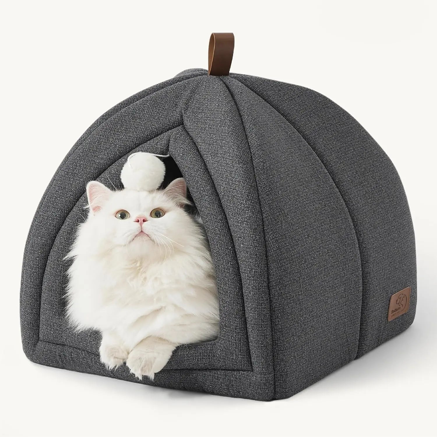2-in-1 Cat Cave Bed – Foldable Indoor Cat Tent with Washable Cushion, Sizes S-L