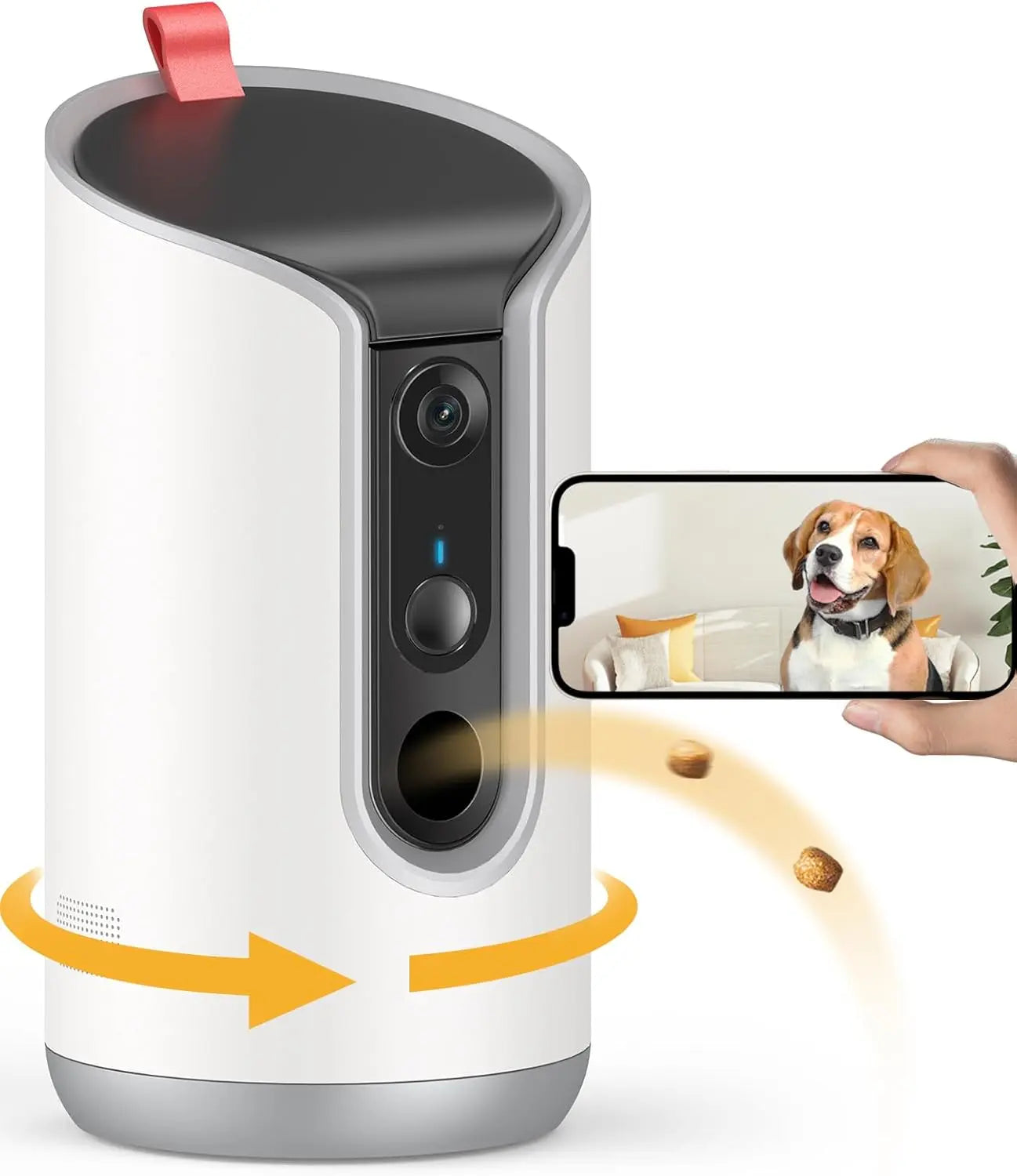 2K Pet Camera with Treat Dispenser, 360° WiFi Dog Cat Cam, 2-Way Talk, Works with Alexa & Google