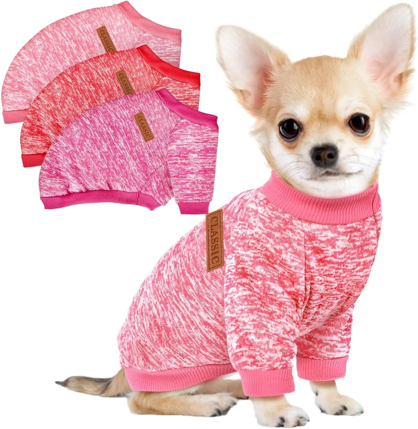 3-Pack Small Dog Sweaters Winter Fleece XS–XL Soft Stretch Pet Apparel