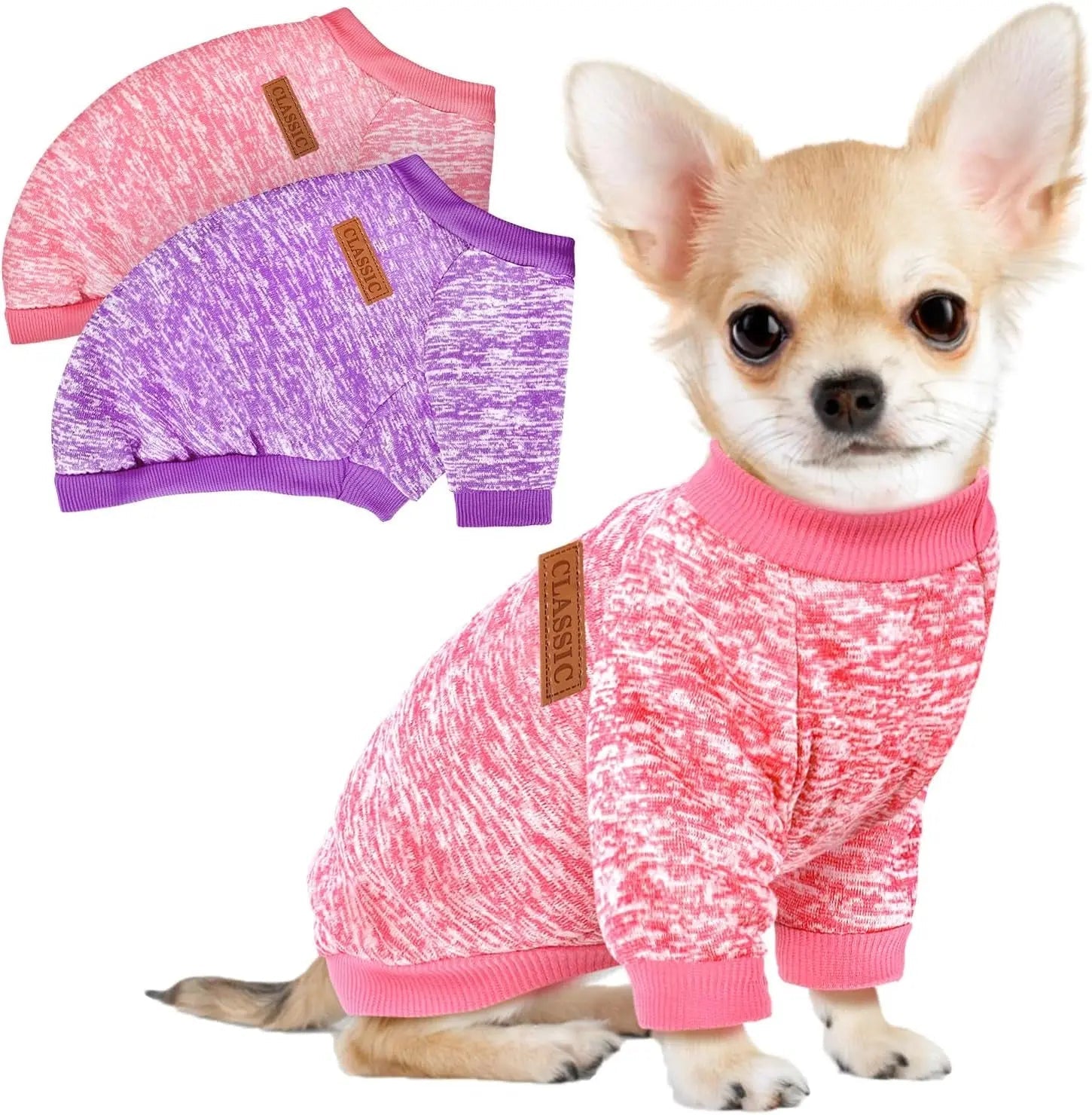 3-Pack Small Dog Sweaters Winter Fleece XS–XL Soft Stretch Pet Apparel