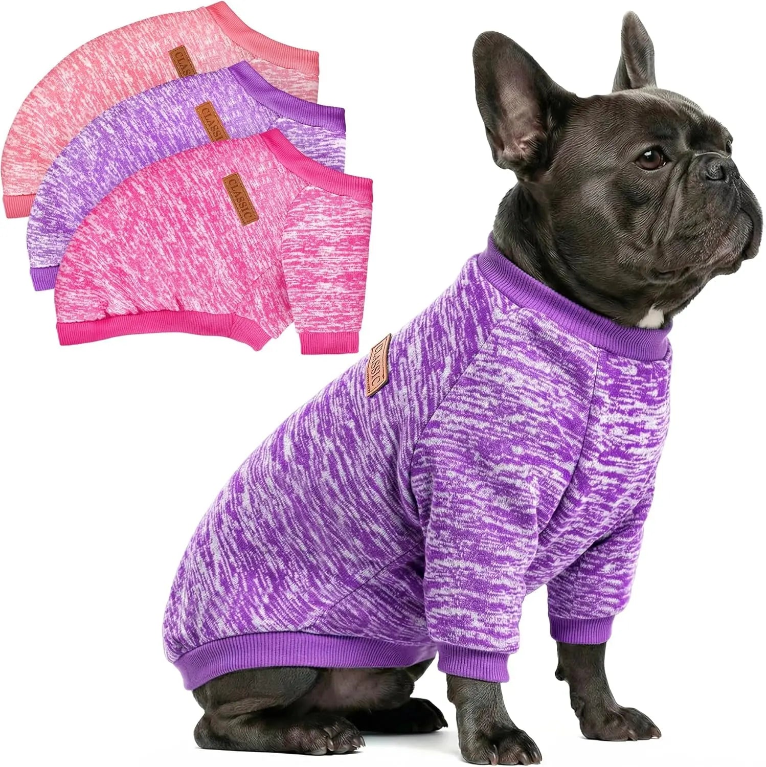 3-Pack Small Dog Sweaters Winter Fleece XS–XL Soft Stretch Pet Apparel