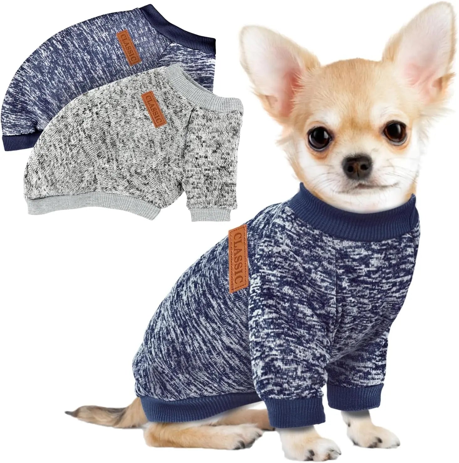 3-Pack Small Dog Sweaters Winter Fleece XS–XL Soft Stretch Pet Apparel