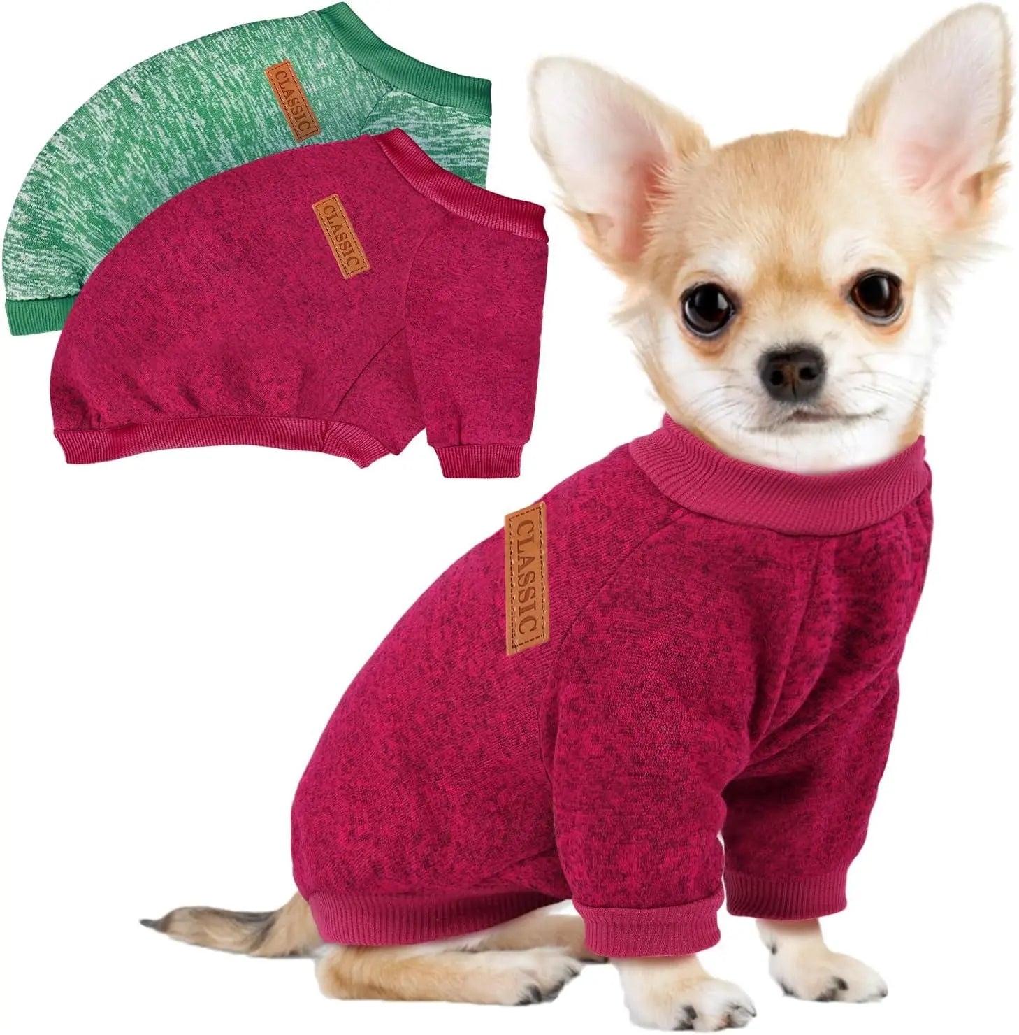 3-Pack Small Dog Sweaters Winter Fleece XS–XL Soft Stretch Pet Apparel