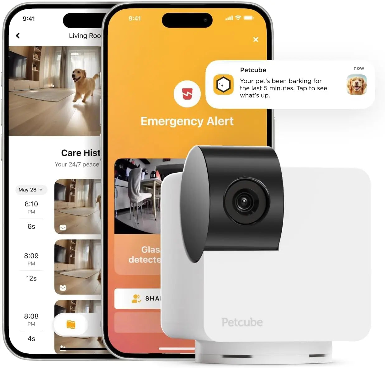 360° Pet Camera with App,1080P HD Video, Two-Way Audio, Night Vision & AI Alerts