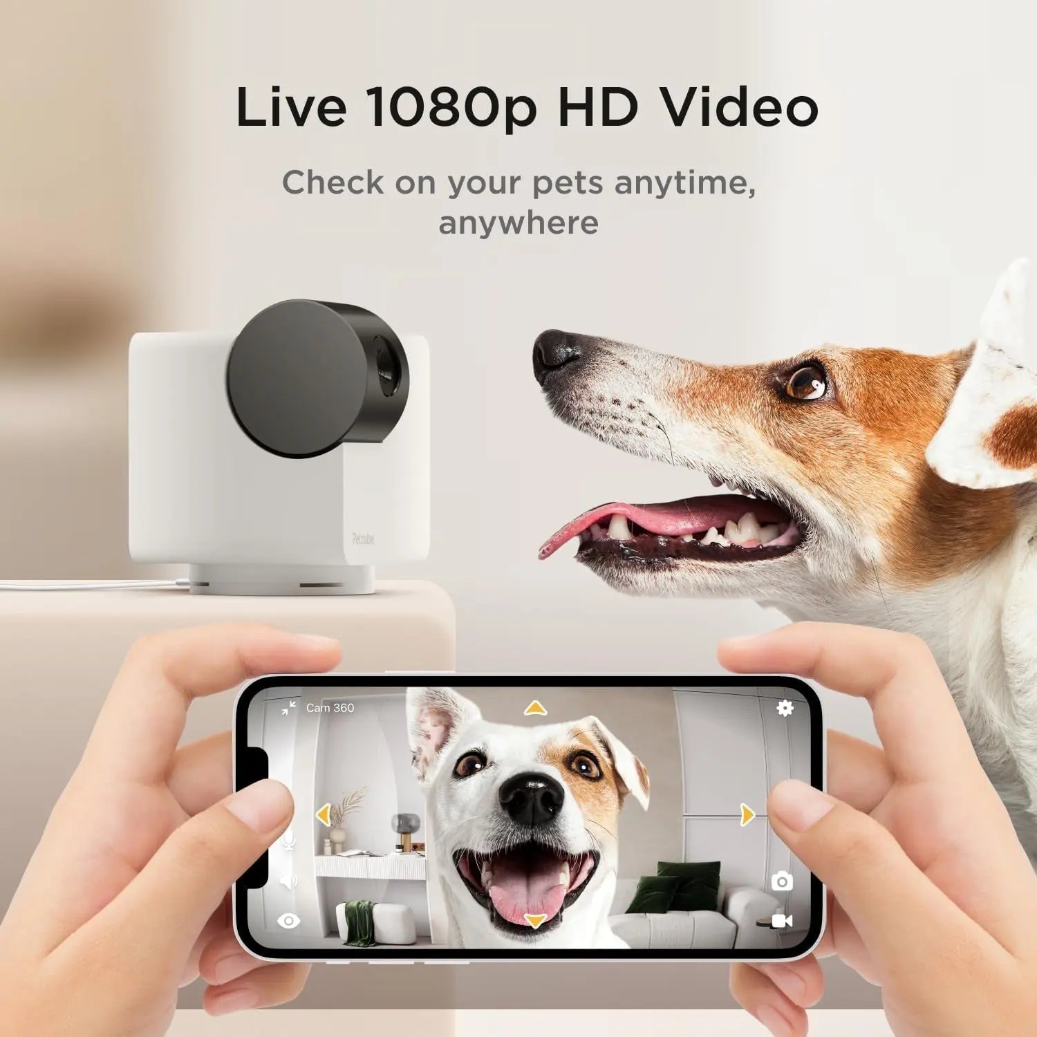 360° Pet Camera with App,1080P HD Video, Two-Way Audio, Night Vision & AI Alerts